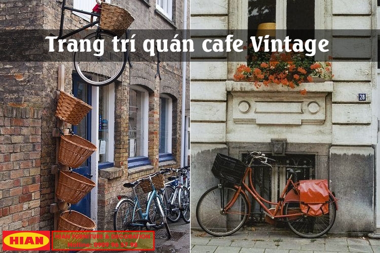Trang Trí Mặt Tiền Quán Cafe Vintage