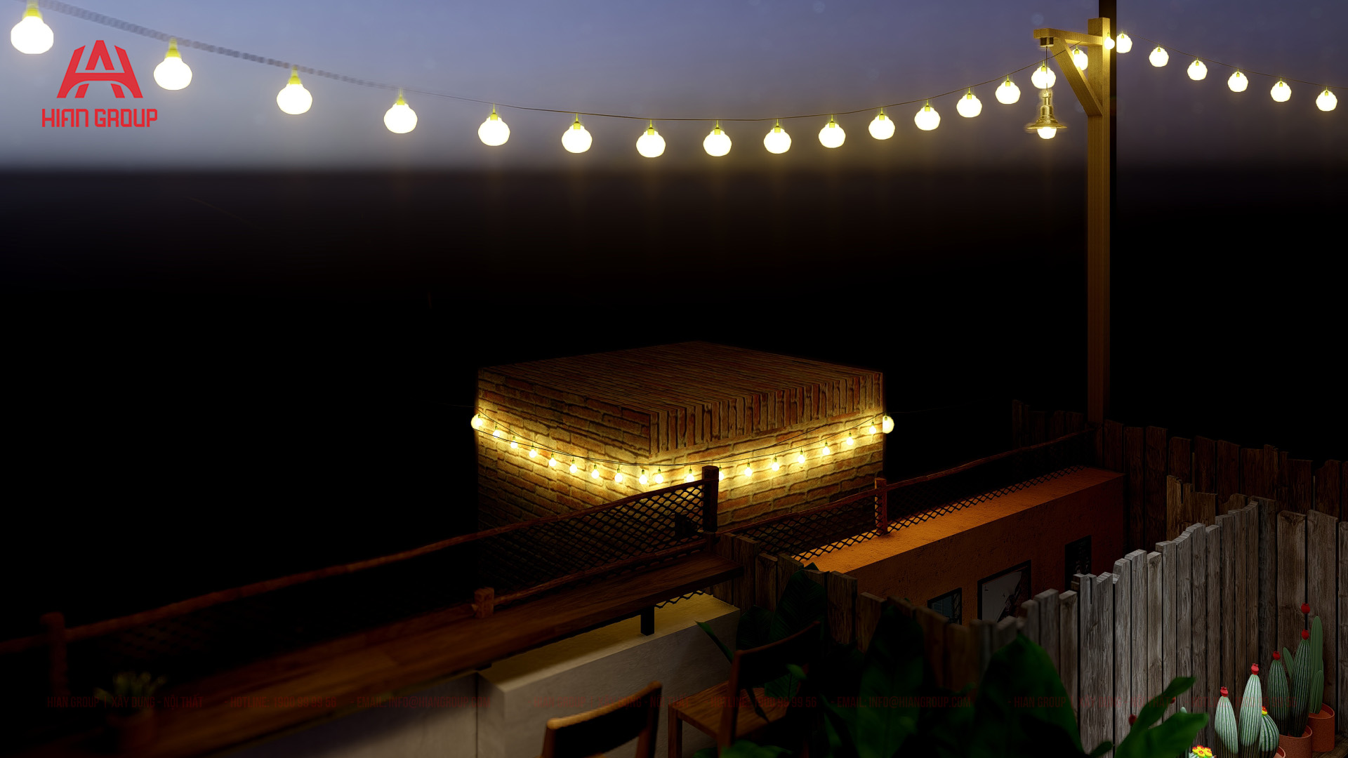 thiết kế quán cafe rooftop