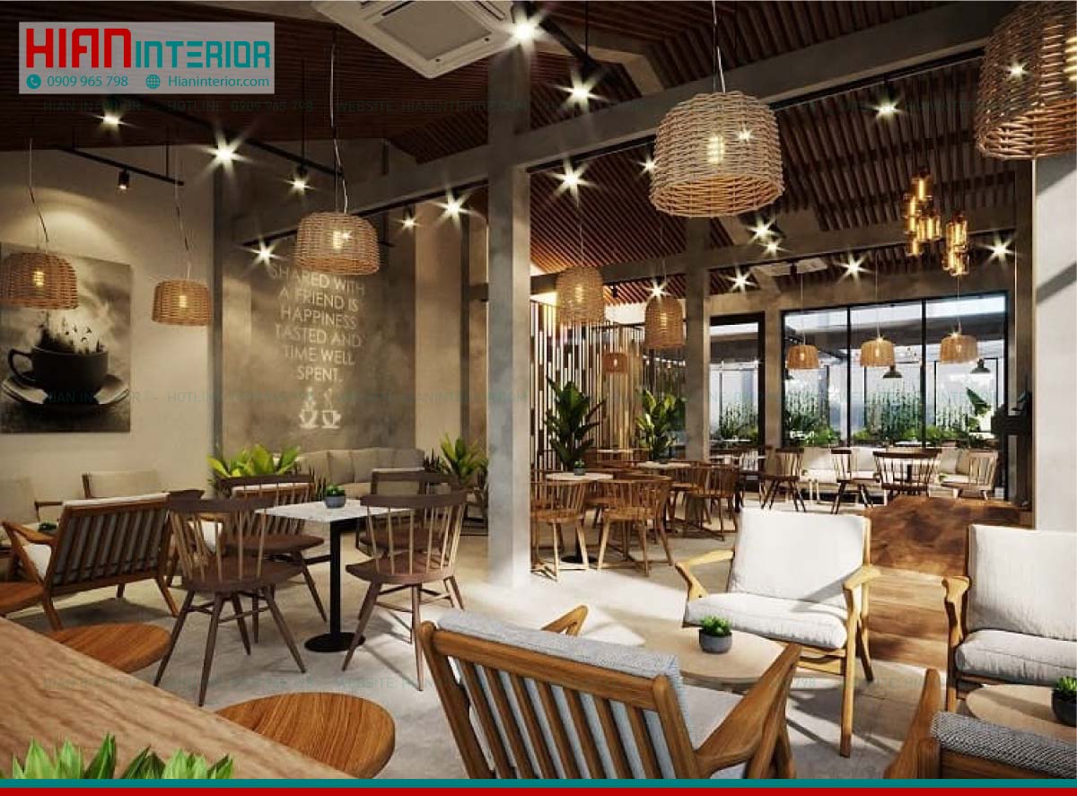 Thiết Kế Quán Cafe Khung Thép Hai Mặt Tiền