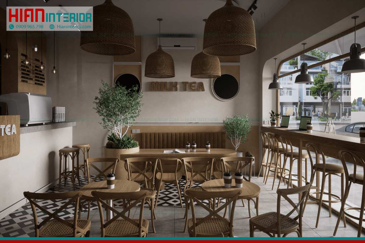 Thiết Kế Quán Trà Sữa Tối Giản