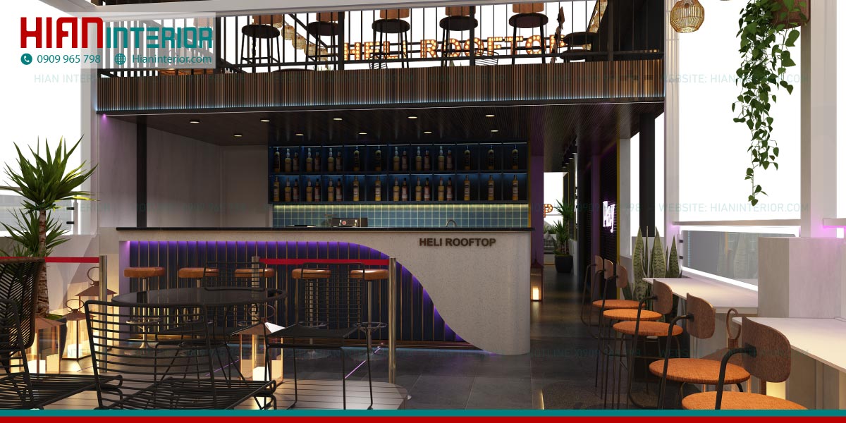 Thiết Kế Thi Công Quán Cafe Rooftop Trọn Gói