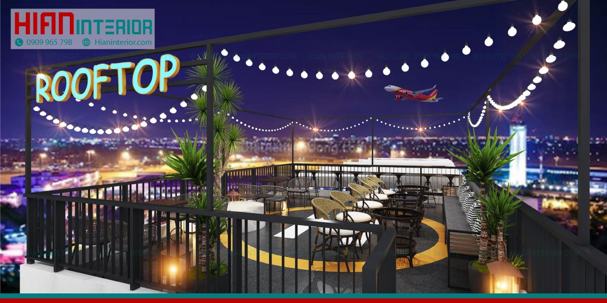 Thiết Kế Thi Công Quán Cafe Rooftop Trọn Gói