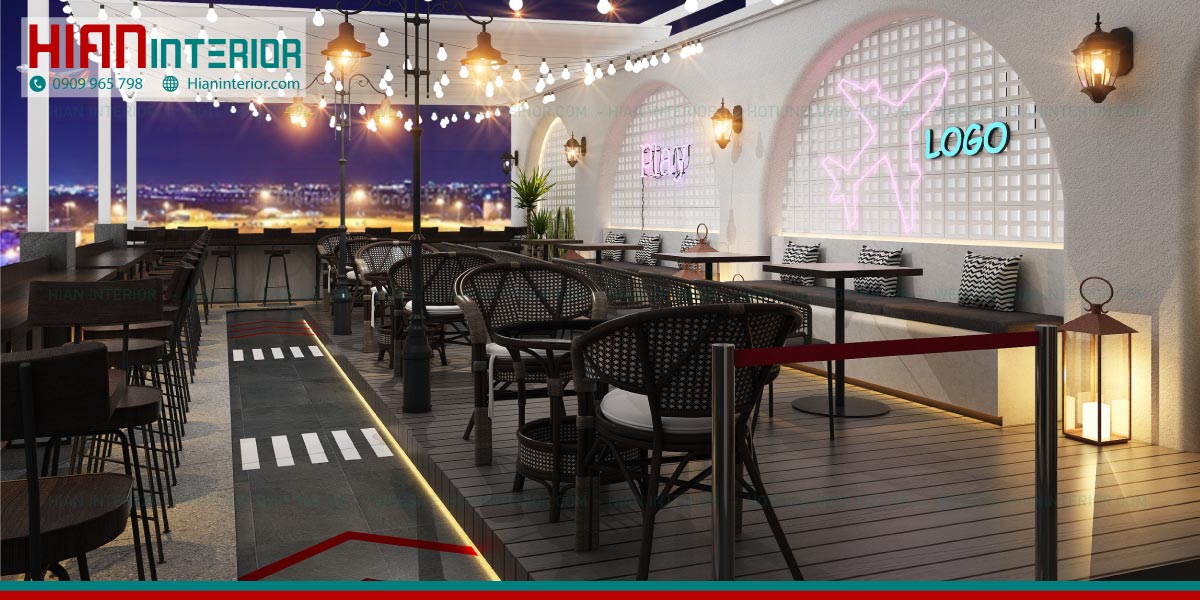 Thiết Kế Thi Công Quán Cafe Rooftop Trọn Gói