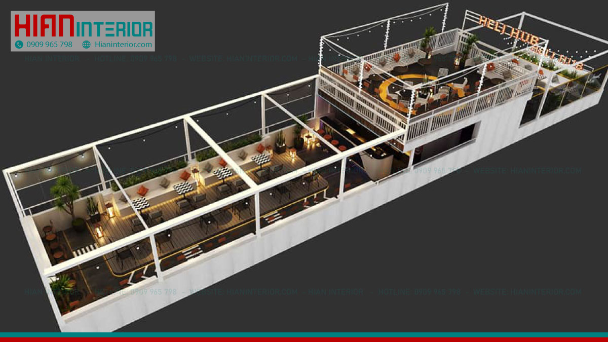 Thiết Kế Thi Công Quán Cafe Rooftop Trọn Gói