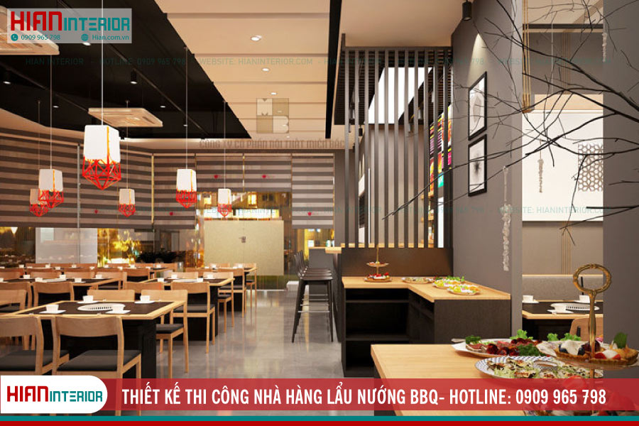Thiết kế thi công nhà hàng lẩu nướng BBQ