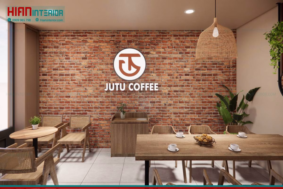 Thiết kế quán cafe khung thép Jutu trọn gói