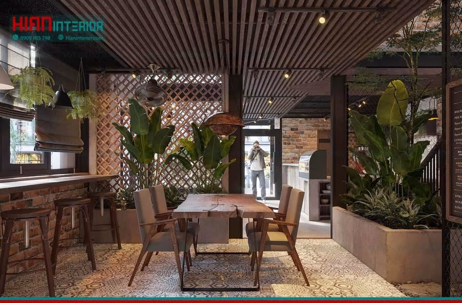 Quán Cafe Khung Thép Đơn Giản