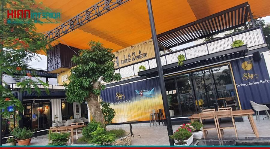 Quán Cafe Khung Thép Sang Trọng