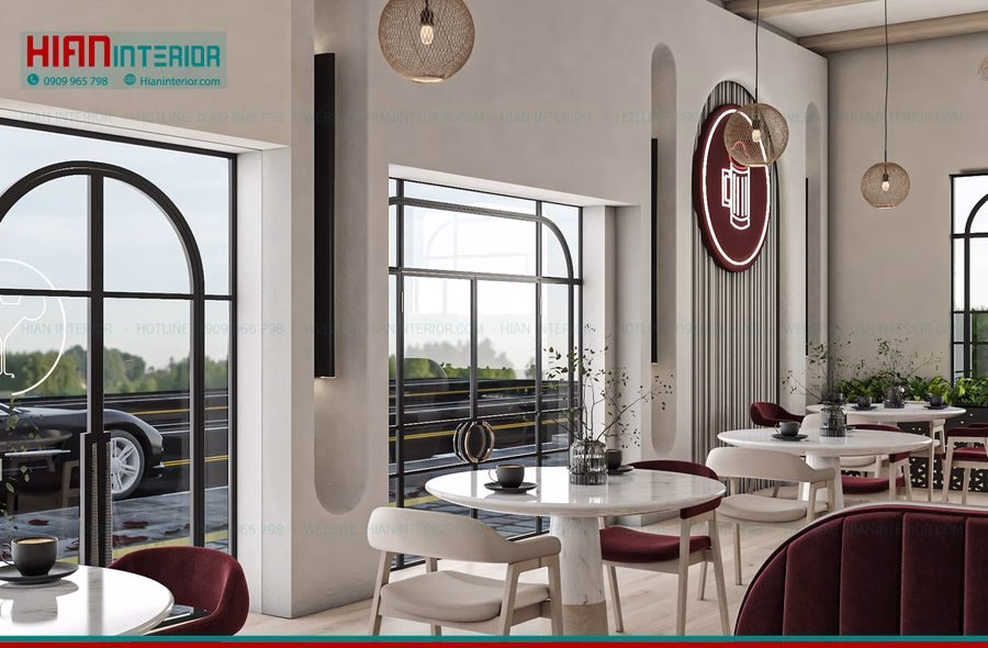 Quán Cafe Khung Thép Phong Cách Hiện Đại