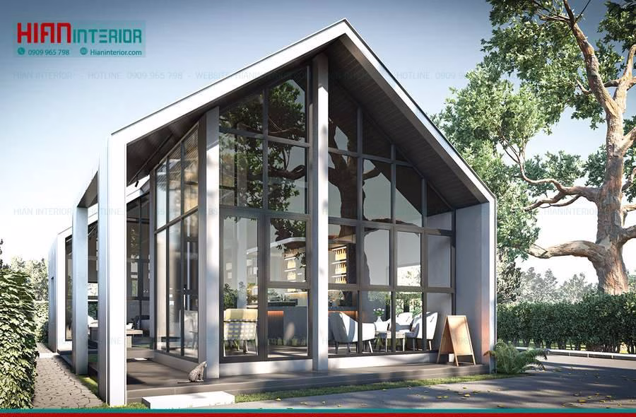Quán Cafe Khung Thép Tối Ưu Không Gian