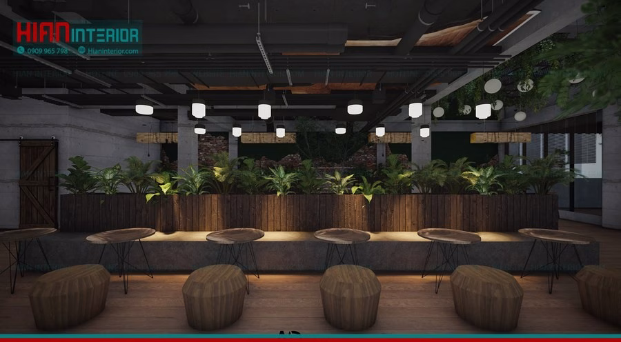 Quán Cafe Khung Thép Kết Hợp Thiên Nhiên
