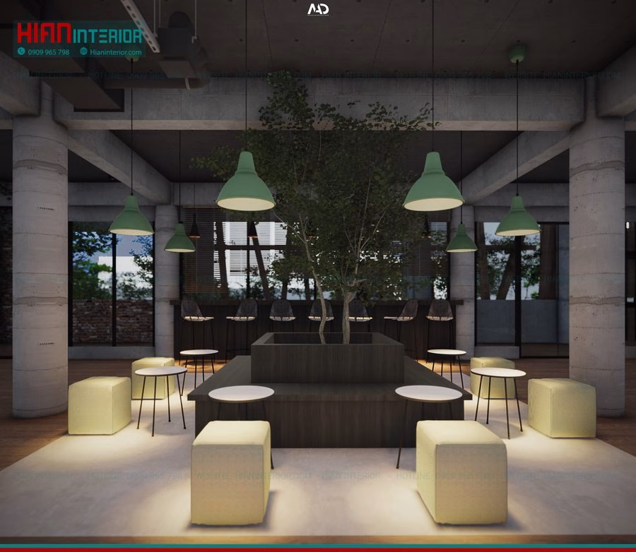 Quán Cafe Khung Thép Kết Hợp Thiên Nhiên