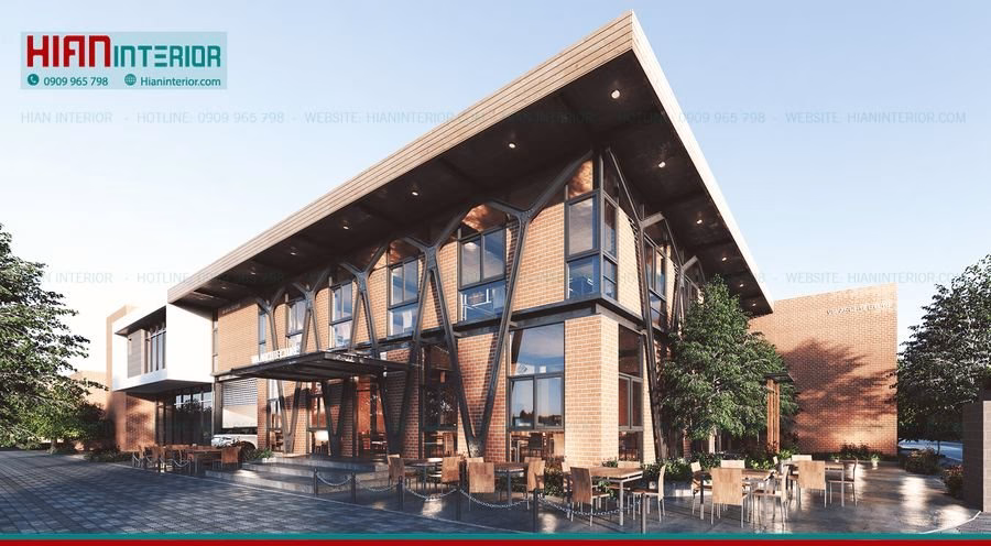 Quán Cafe Khung Thép Sân Vườn