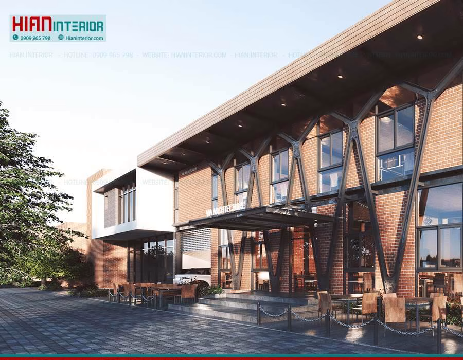 Quán Cafe Khung Thép Sân Vườn