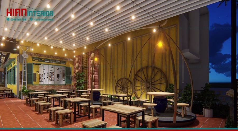 Quán Cafe Khung Thép Trong Nhà