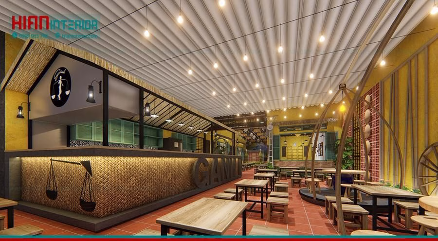 Quán Cafe Khung Thép Trong Nhà
