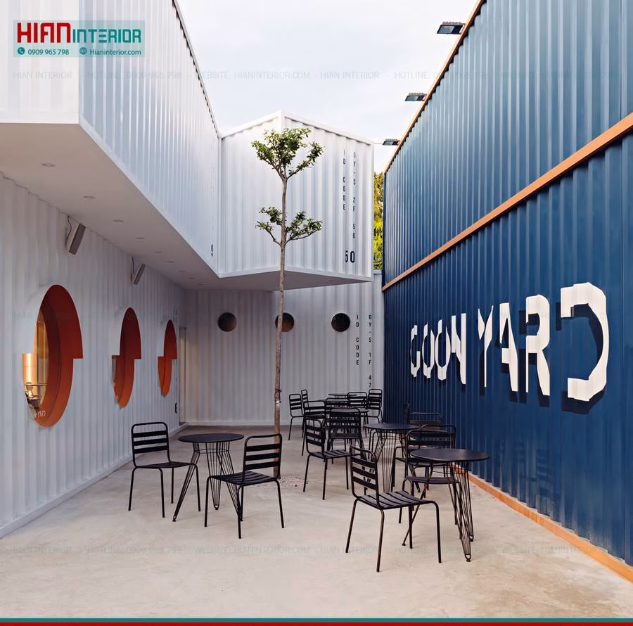 Thiết Kế Quán Cafe Khung Thép Không Gian Hẹp