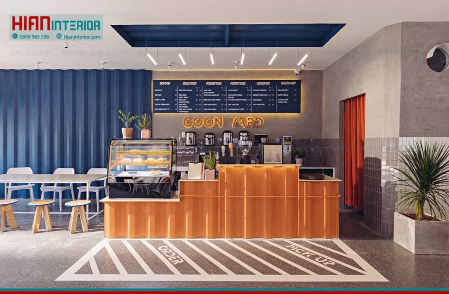 Thiết Kế Quán Cafe Khung Thép Không Gian Hẹp