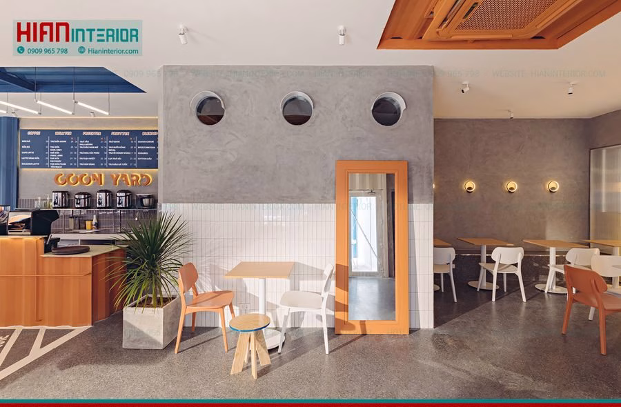 Thiết Kế Quán Cafe Khung Thép Không Gian Hẹp