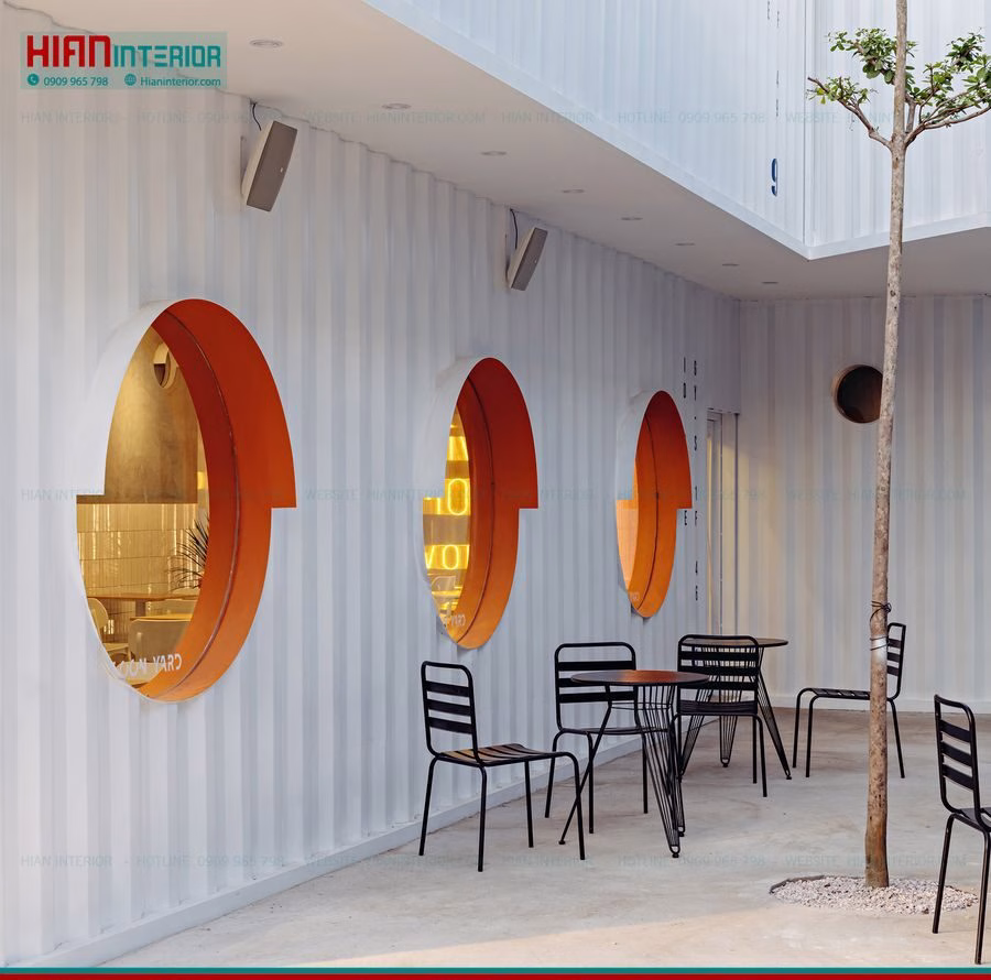 Thiết Kế Quán Cafe Khung Thép Không Gian Hẹp