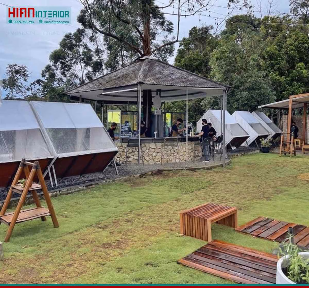 THIẾT KẾ QUÁN CAFE SÂN VƯỜN GIÁ RẺ