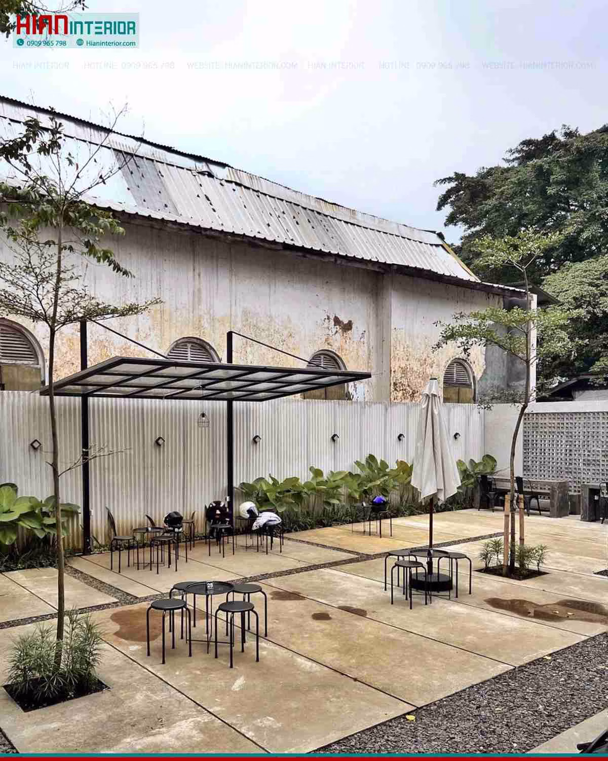 Thiết Kế Quán Cafe Sân Vườn 200m2
