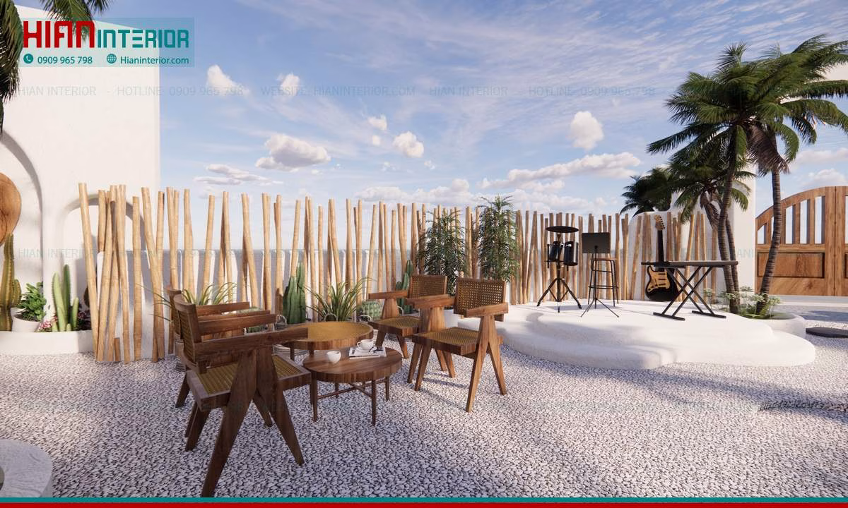Thiết Kế Quán Cafe Sân Vườn Giá Rẻ