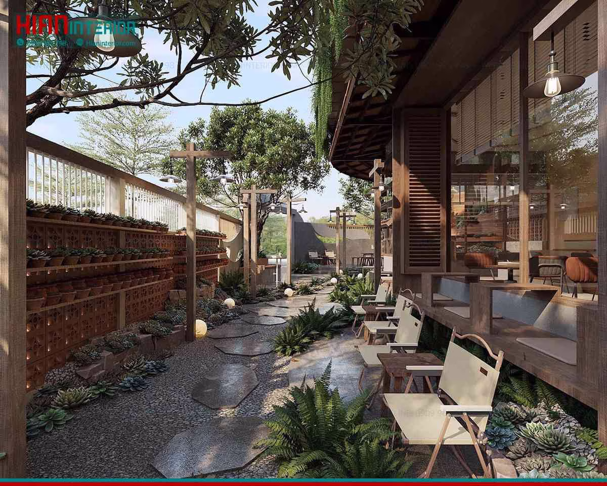 Thiết Kế Quán Cafe Sân Vườn Giá Rẻ