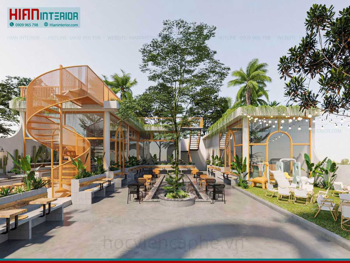 Thiết Kế Quán Cafe Sân Vườn