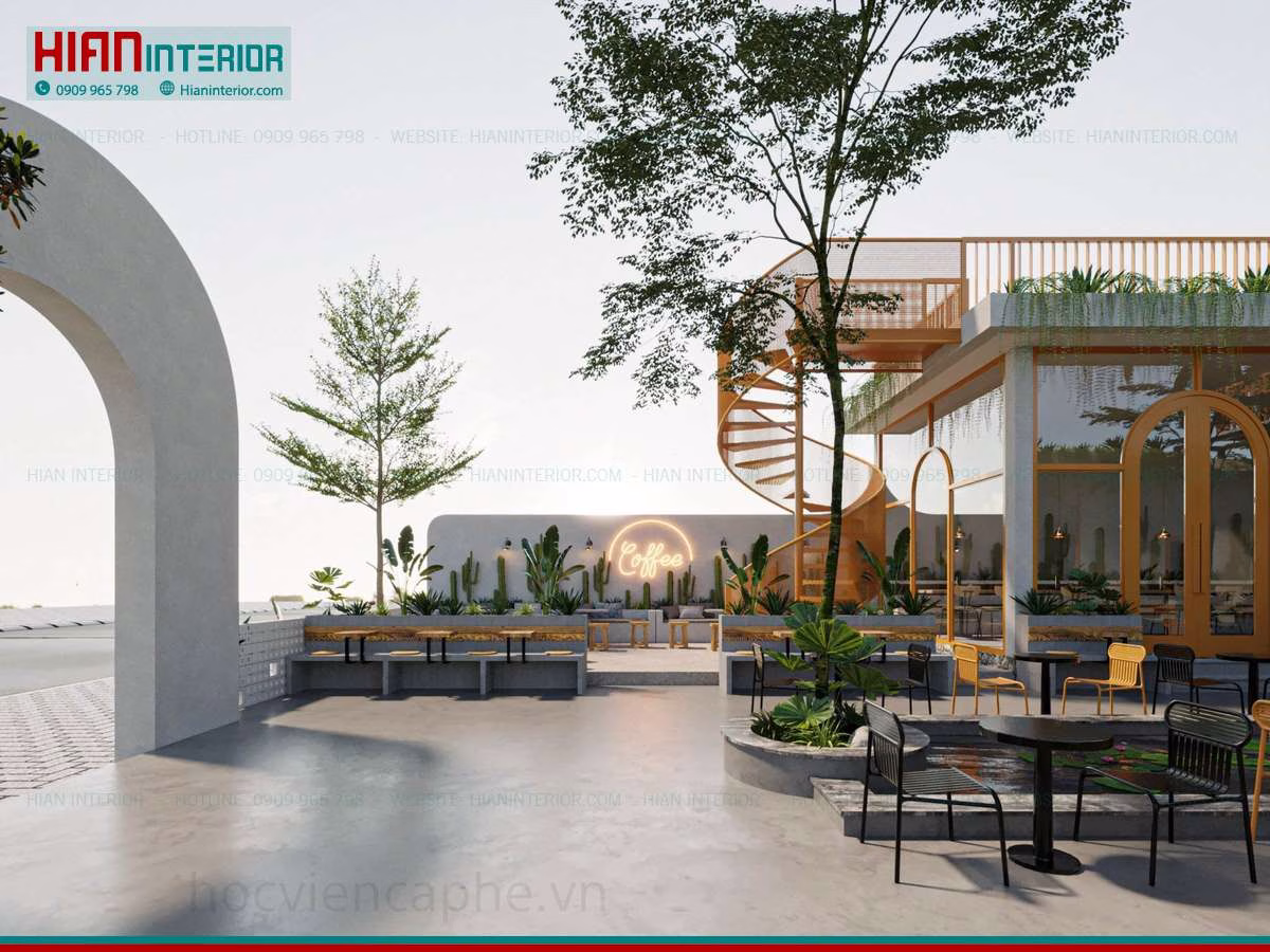 Thiết Kế Quán Cafe Sân Vườn