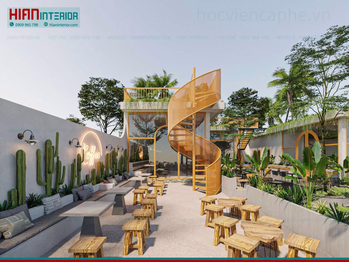 Thiết Kế Quán Cafe Sân Vườn