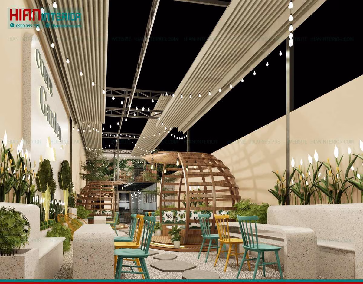 Thiết Kế Quán Cafe Sân Vườn Đơn Giản