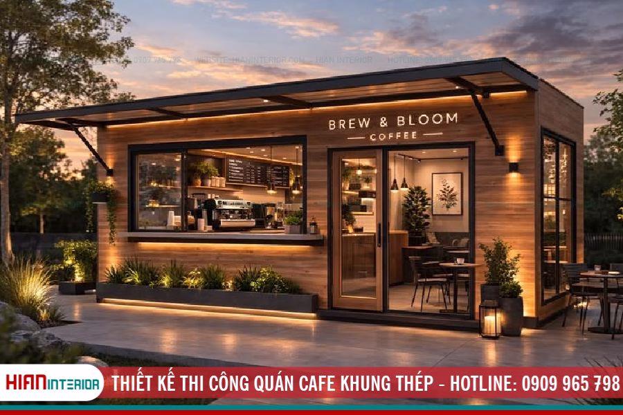 Thiết Kế Thi Công Quán Cafe Khung Thép