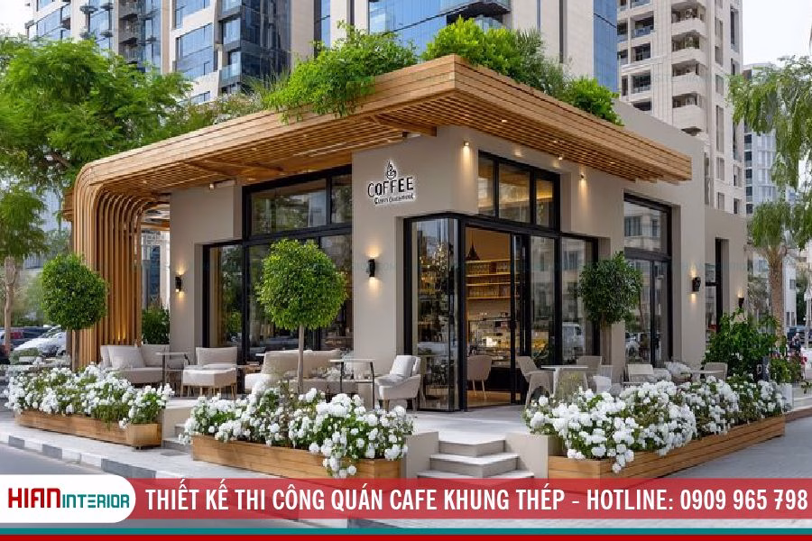 Thiết Kế Thi Công Quán Cafe Khung Thép