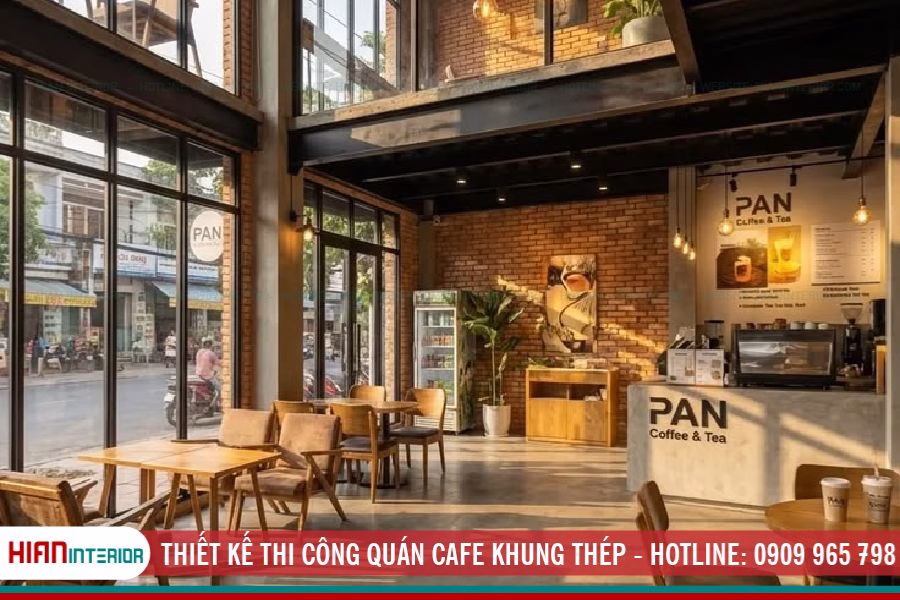 Thiết Kế Thi Công Quán Cafe Khung Thép