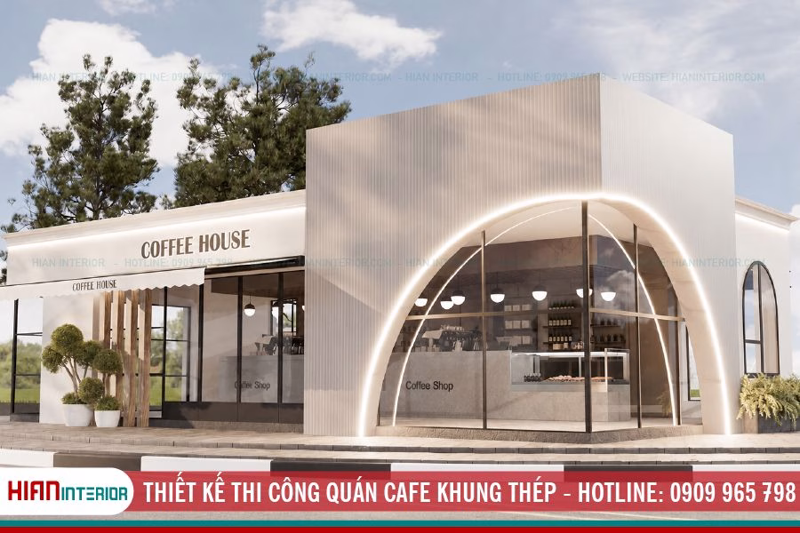 Thiết Kế Thi Công Quán Cafe Khung Thép