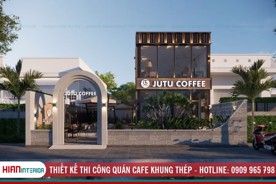 Thiết Kế Thi Công Quán Cafe Khung Thép