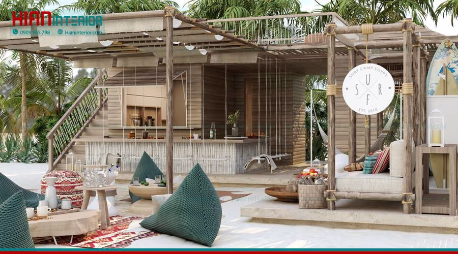 Thi Công Mặt Tiền Nhà Hàng Sân Vườn