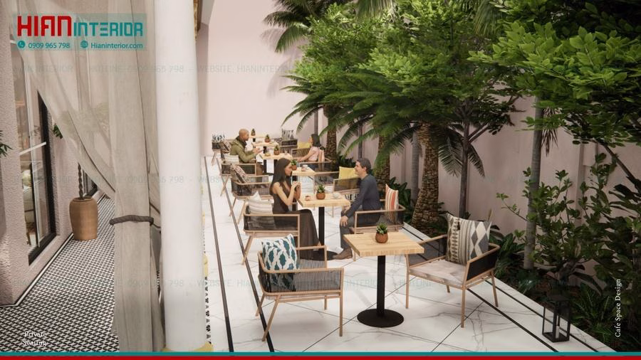 Quán Cafe Địa Trung Hải Sân Vườn