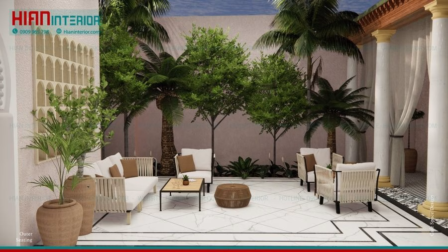 Quán Cafe Địa Trung Hải Sân Vườn