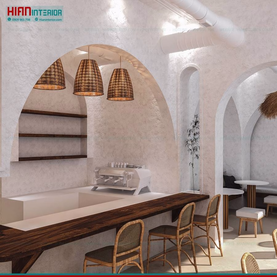 Quán Cafe Địa Trung Hải Tiết Kiệm Diện Tích