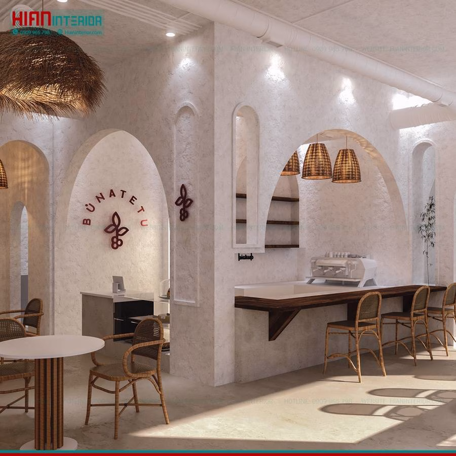 Quán Cafe Địa Trung Hải Tiết Kiệm Diện Tích