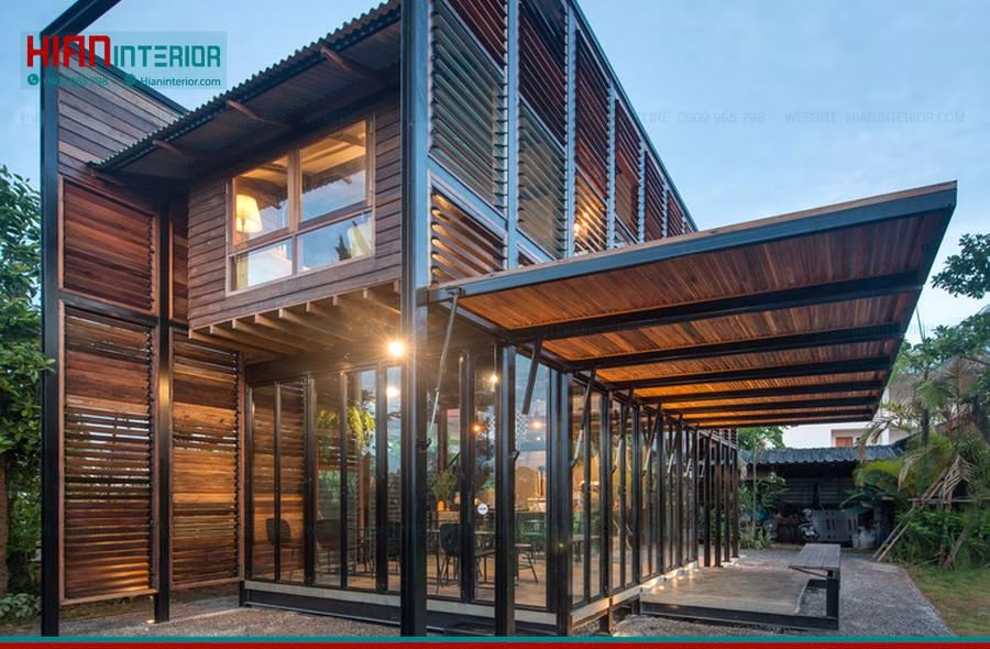 Quán Cafe Khung Thép Nhiều Ánh Sáng
