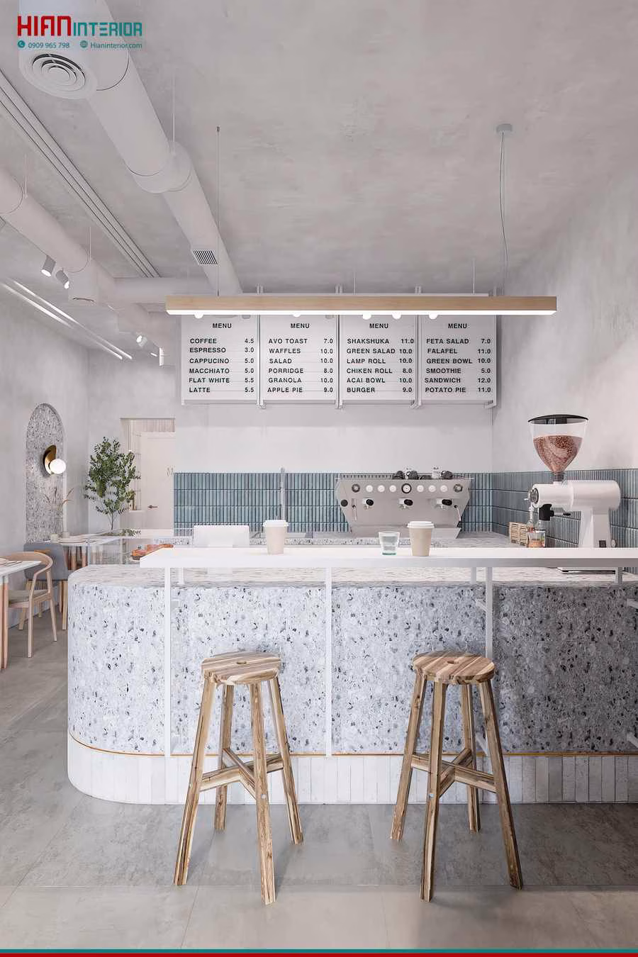 Quán Cafe Tối Giản Hiện Đại