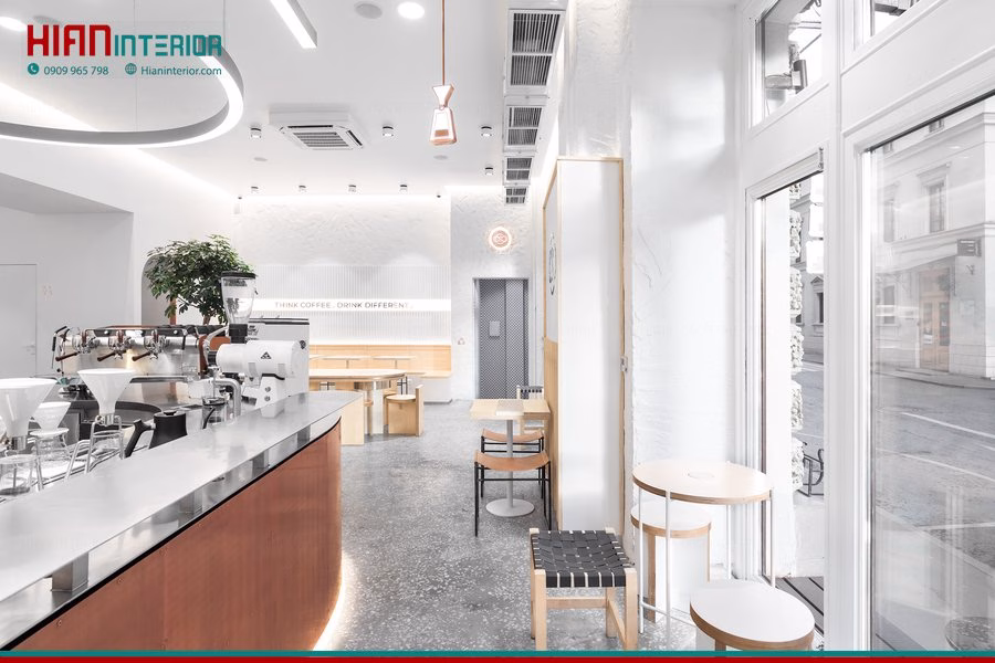 Quán Cafe Tối Giản 100M2