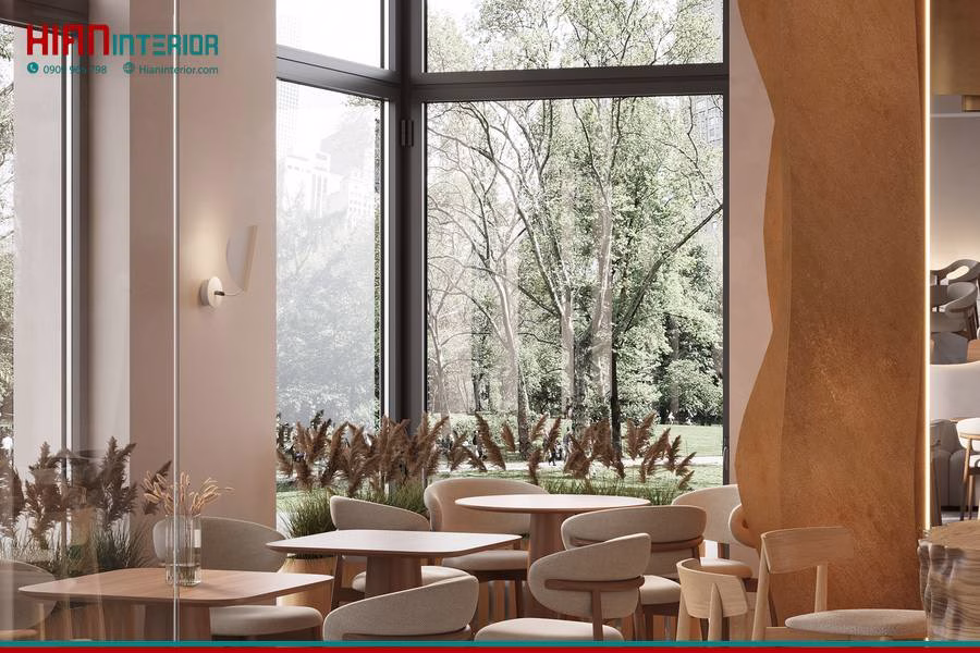Quán Cafe Tối Giản Tường Trắng