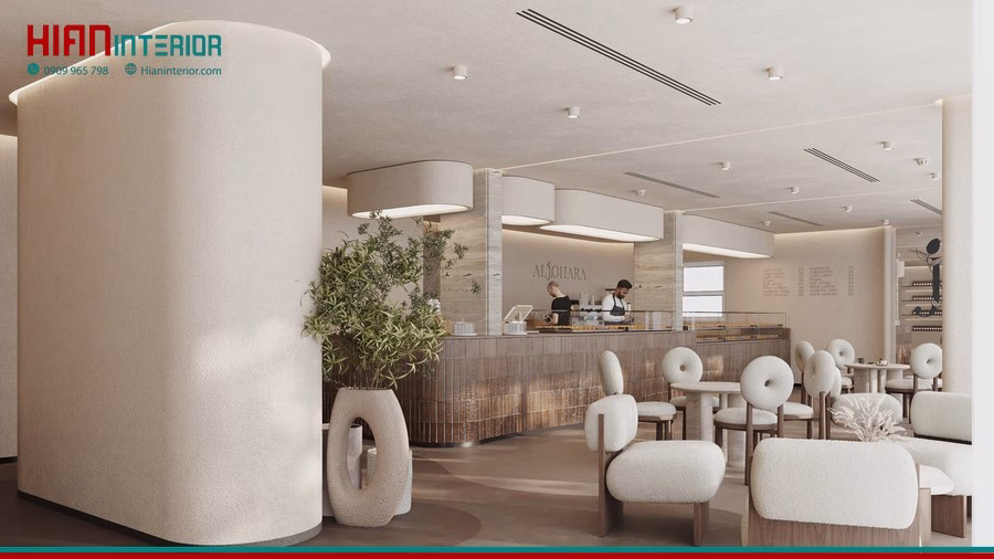 Quán Cafe Tối Giản Kết Hợp Cây Xanh
