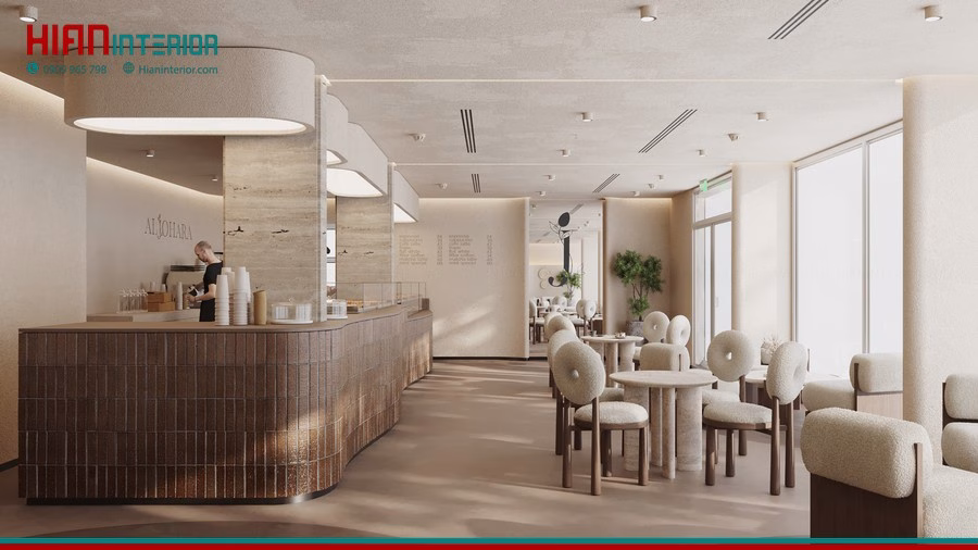 Quán Cafe Tối Giản Kết Hợp Cây Xanh