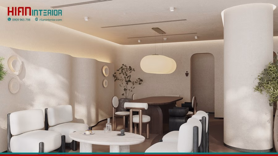 Quán Cafe Tối Giản Kết Hợp Cây Xanh