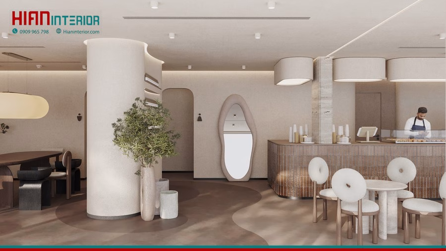 Quán Cafe Tối Giản Kết Hợp Cây Xanh